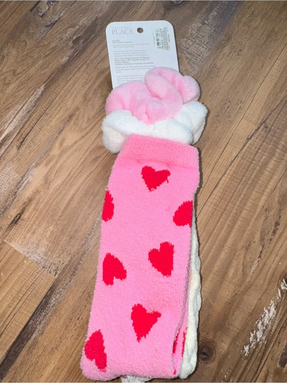 3Y-6Y The Children's Place 2-Pack Pink Hearts Fuzzy Hair Scrunchie Set